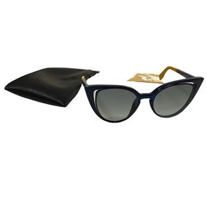 Fendi cutout cut out cat eye sunglasses with leather case and branded cloth